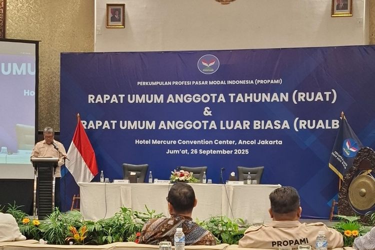 Foto : Suasana sidang pleno RUAT–RUALB PROPAMI 2025 di Jakarta, Jumat (26/9), yang dihadiri pengurus, anggota, serta perwakilan OJK, BEI, KSEI, dan KPEI. (Doc.Ist)